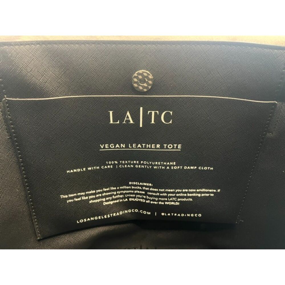 LA TC Los Angeles Trading Co. Black Vegan Leather Tote Bag Classy & Fabulous